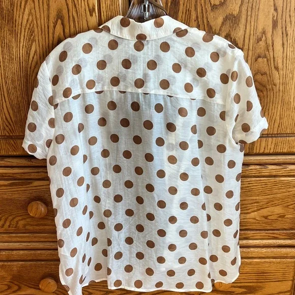 CAbi Cream and Brown Polka Dot Button Down Shirt - Picture 3 of 3